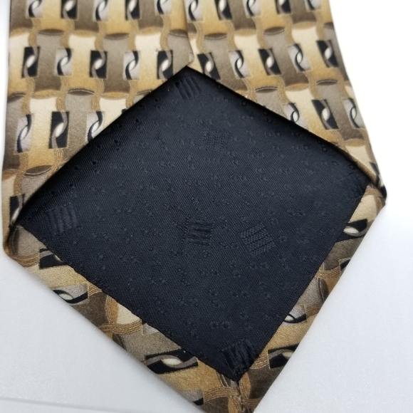 Valentino tan and brown patterned silk tie 60 in long - Picture 2 of 5